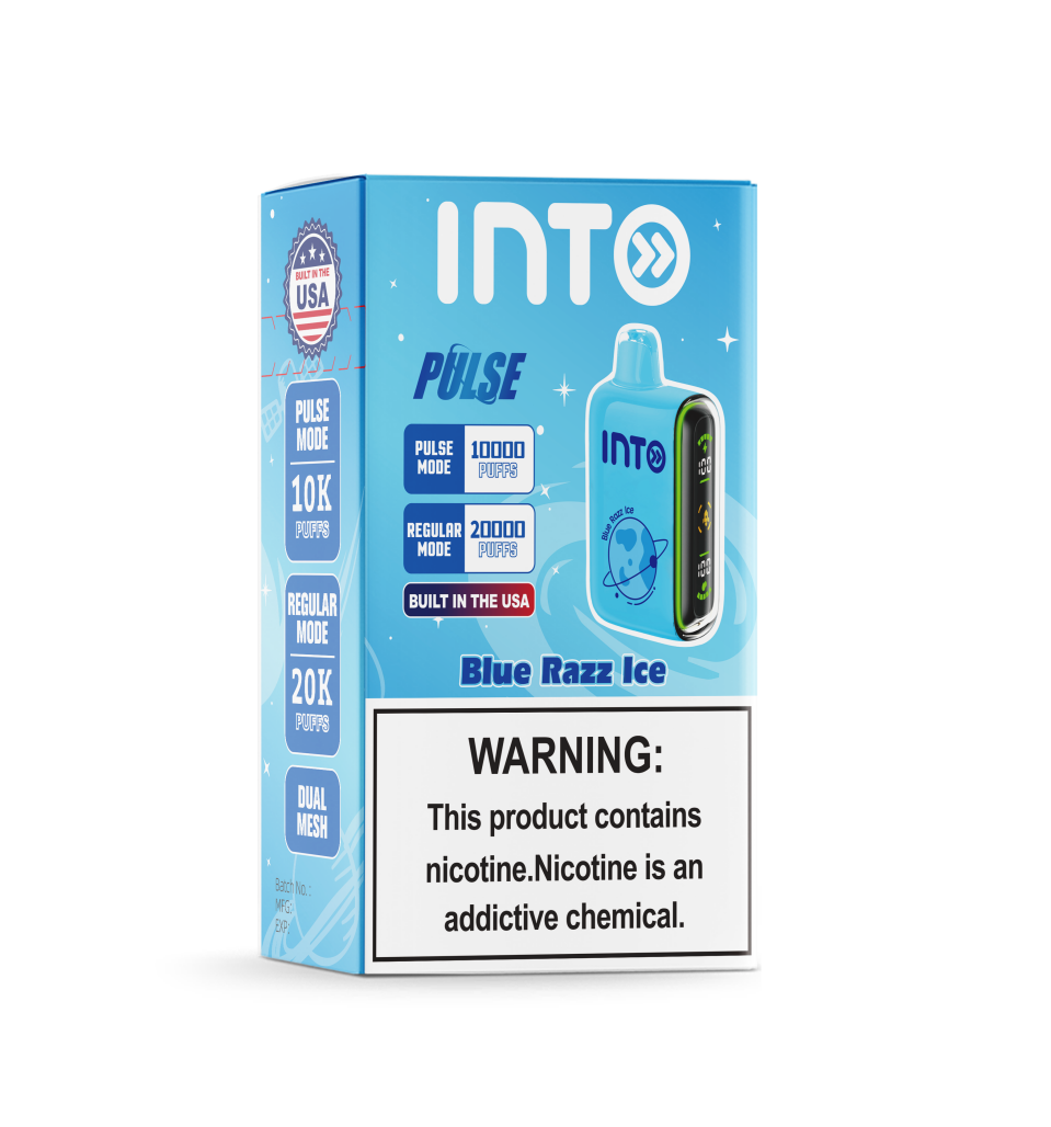 INTO Pulse Blue Razz Ice – Dual Modes, Smart Display, and Up to 20,000 Puffs of Ultimate Refreshment