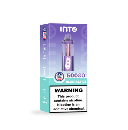 INTO Blue Razz Ice Disposable Vape | 50,000 Puffs | 19ml E-liquid | 500mAh | Transparent Galaxy Design