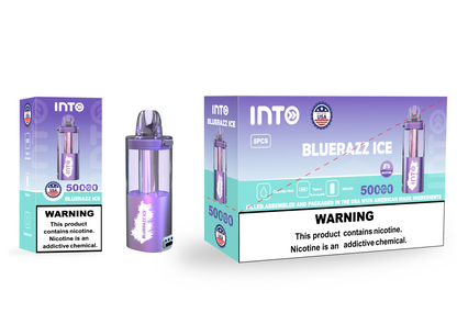 INTO Blue Razz Ice Disposable Vape | 50,000 Puffs | 19ml E-liquid | 500mAh | Transparent Galaxy Design