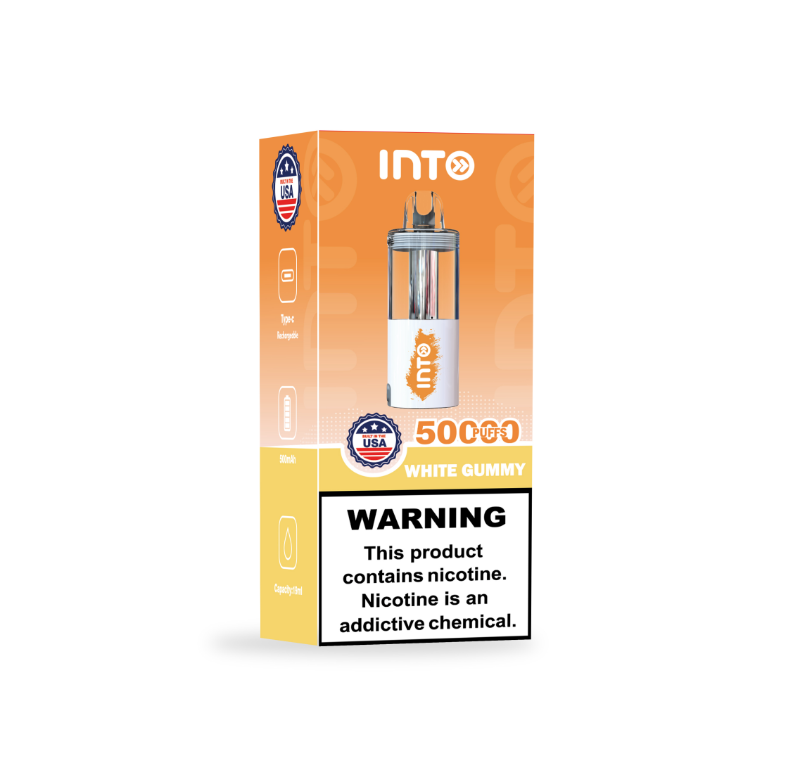 INTO White Gummy Disposable Vape | 50,000 Puffs | 19ml E-liquid | 500mAh | Transparent Galaxy Candy Design