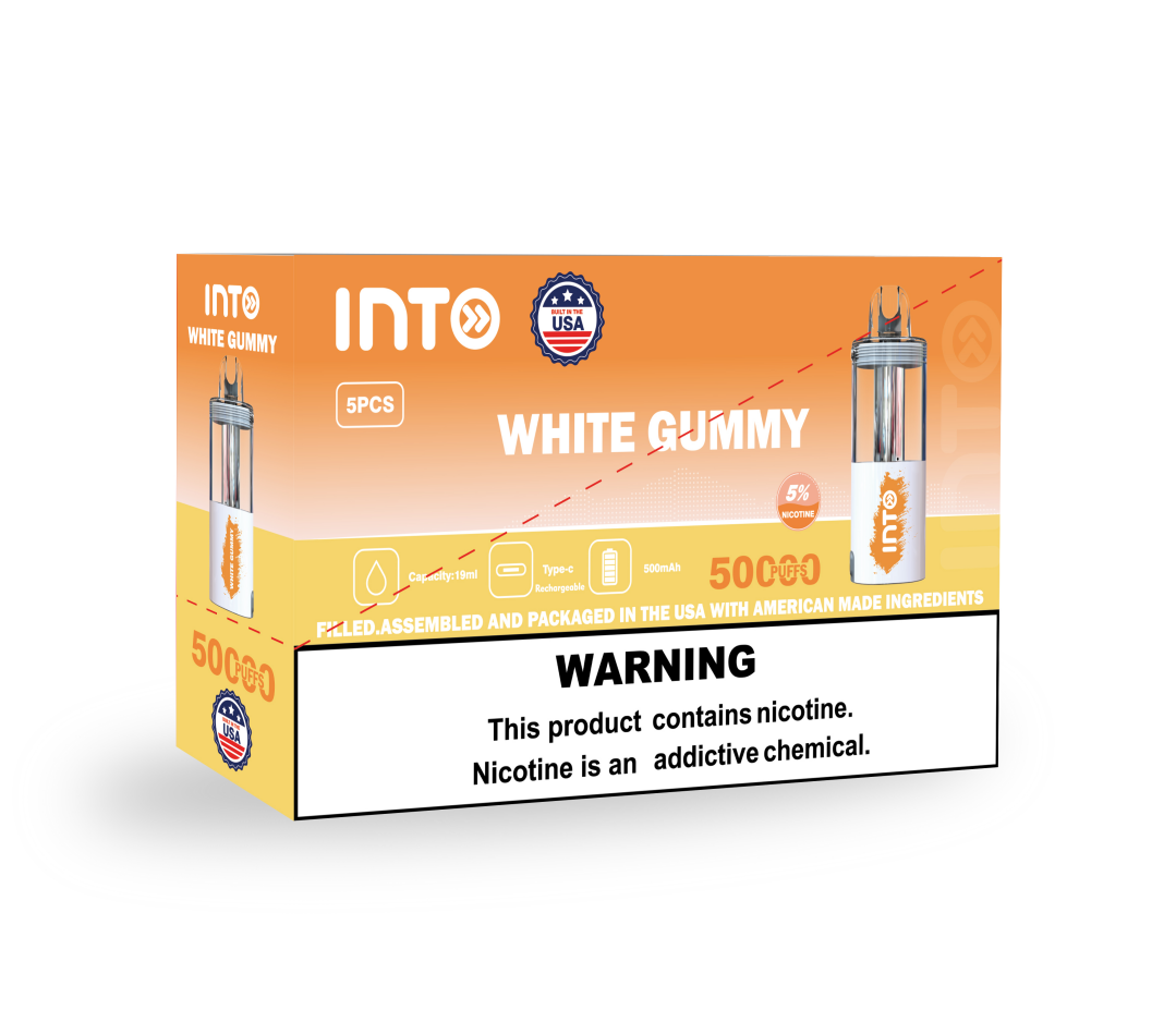 INTO White Gummy Disposable Vape | 50,000 Puffs | 19ml E-liquid | 500mAh | Transparent Galaxy Candy Design