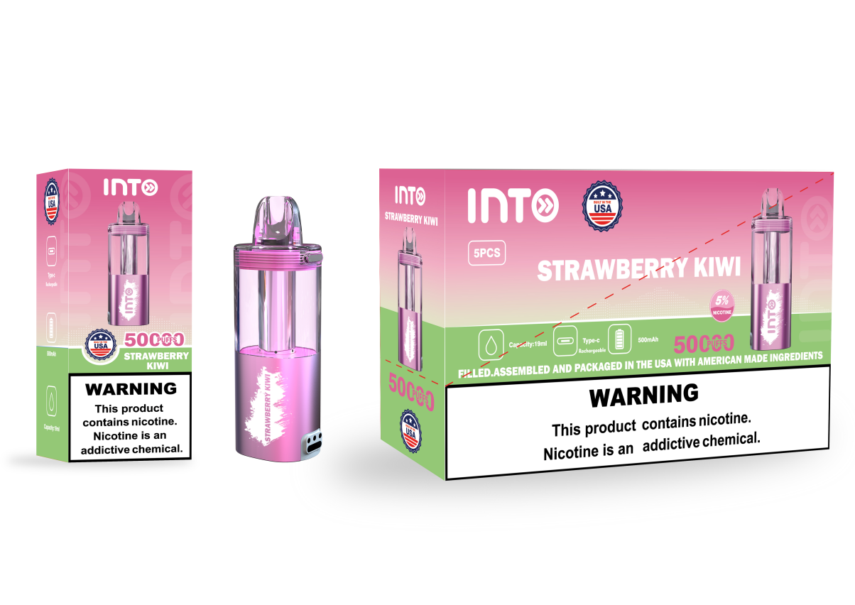 INTO Strawberry Kiwi Disposable Vape | 50,000 Puffs | 19ml E-liquid | 500mAh | Transparent Galaxy Design