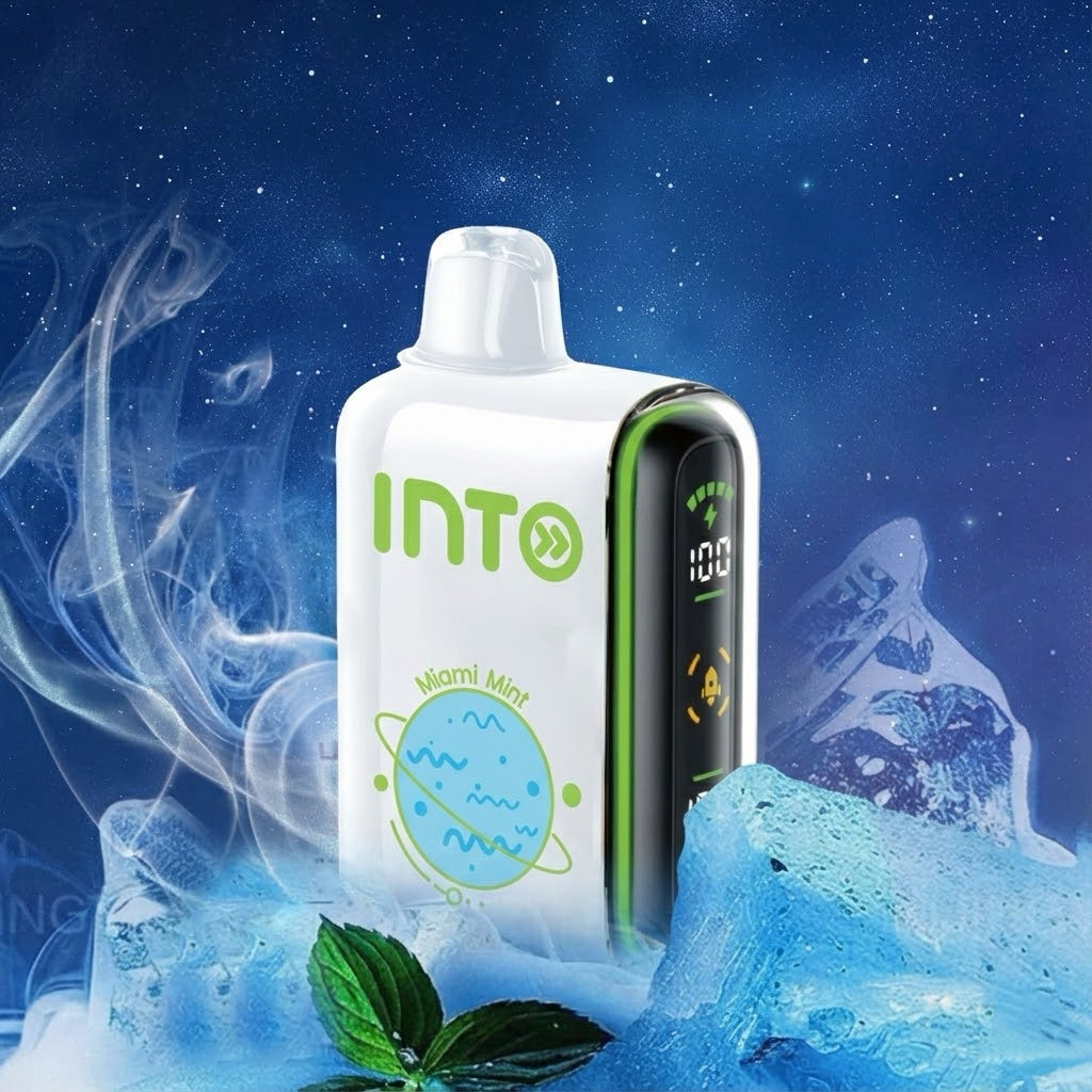 INTO Pulse Miami Mint Disposable Vape | 20,000 Puffs | Smart Dual-Screen Display | Adjustable Airflow | 16ml Capacity